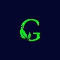 natureza de letra g folha, vetor de modelo de logotipo verde eco isolado