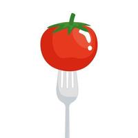 desenho vetorial de tomate no garfo vetor