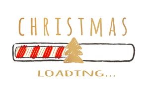 Barra de progresso com inscrição - Natal loading.in estilo esboçado. Vector a ilustração de Natal para cartão de design, cartaz, saudação ou convite de t-shirt.