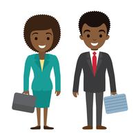Ilustração em vetor de empresário afro americano e empresária personagens wi