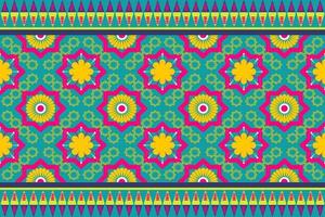 padrão sem emenda de motivo étnico de Marrocos colorido com design de fundo tradicional de natureza para tapete, papel de parede, roupas, embrulho, batik, tecido, estilo de bordado de ilustração vetorial. vetor