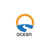 letra o para o logotipo do oceano. modelo de logotipo de paisagem do mar. vetor