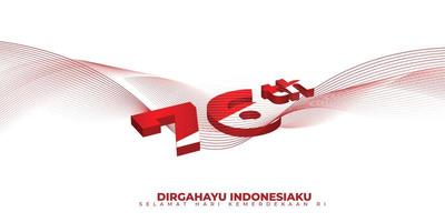 dia da independência da indonésia com número de tipografia de 76 para a 76ª independência da indonésia. vetor