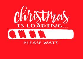 Barra de progresso com inscrição - Natal loading.in estilo esboçado sobre fundo vermelho. Vector a ilustração de Natal para cartão de design, cartaz, saudação ou convite de t-shirt.