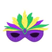máscara de carnaval com ilustração vetorial de penas. decoração do festival e elemento de fantasia. símbolo do disfarce. vetor
