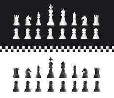 peças de xadrez, conjunto de peças de xadrez preto e branco vetor
