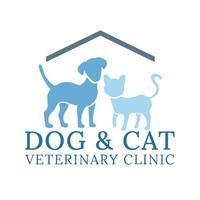 modelo de logotipo de cachorro e gato para clínica veterinária ou pet shop vetor