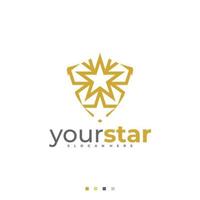 modelo de vetor de logotipo de estrela de escudo, conceitos de design de logotipo de estrela criativa