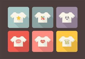 T-Shirt Design Long Shadow Icons Pack Vector