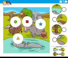 jogo de peças para crianças com personagens de desenhos animados de animais vetor