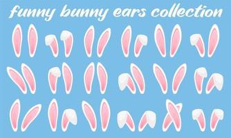 coleção de orelhas de coelho para a páscoa. conjunto de máscaras isoladas em branco. ilustração vetorial vetor