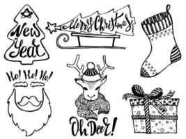 doodle conjunto de natal vetor