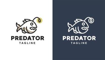 predador piranha minimalis logotipo vintage para marca e restaurante da empresa vetor