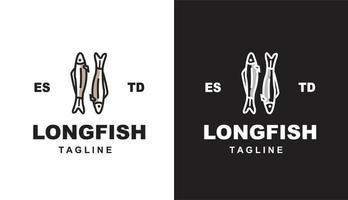 Long fish minimalis logotipo vintage para marca de alimentos e restaurante da empresa vetor