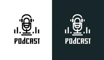 logotipo de podcast minimalista com respingo de escala musical, logotipo simples para marca e empresa vetor