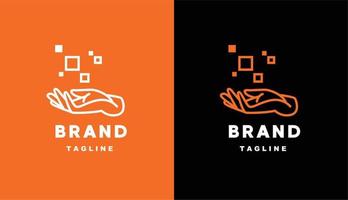 logotipo simples de mão de pixel monoline para marca e empresa vetor