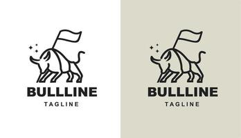 bull line minimalis, logotipo de touro simples animal para marca e empresa vetor