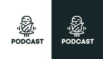 podcast natural simples. logotipo de milho clássico de podcast para música de podcast vetor