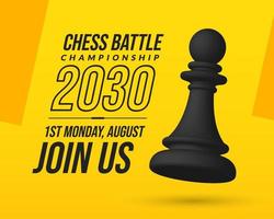 fundo de xadrez 3d realista, modelo de banner de competição de batalha de torneio, estratégia de negócios e conceito de gerenciamento vetor