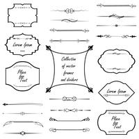 Elementos de design caligráfico. Divisores, quadros de diferentes formas. Vetor