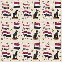 viajar para o Egito doodle design de vetor padrão sem emenda