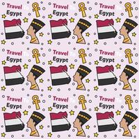 viajar para o Egito doodle design de vetor padrão sem emenda