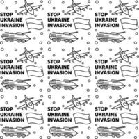 pare a invasão da ucrânia doodle ilustração de design de vetor padrão sem graça