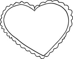 cartões de corações dos namorados. modelo de borda de quadro desenhado à mão em estilo doodle minimalista. monocromático. vetor