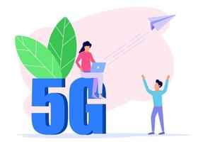 ilustração vetorial personagem de desenho animado gráfico de 5g vetor