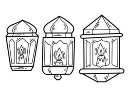 ilustração de doodle islâmico de lâmpada árabe vetor