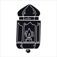 ilustração de ícone de doodle de glifo preto de lanterna árabe vetor