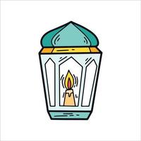 ilustração de ícone de doodle de cor de lanterna árabe vetor