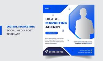 modelo de design de postagem de mídia social de marketing digital azul moderno vetor