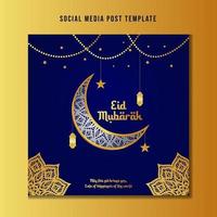 saudações de eid mubarak ou celebração do design de postagem de mídia social do festival islâmico com resumo de mandala vetor