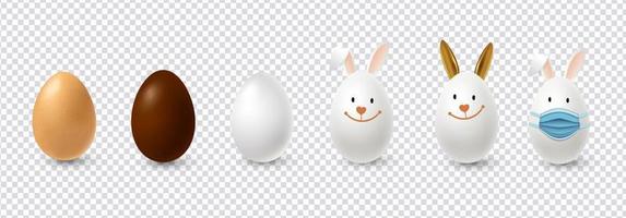 ovos de páscoa realistas em forma de ilustração vetorial de coelhos vetor