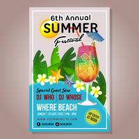 cartaz verão festival modelo bebida fresca vetor