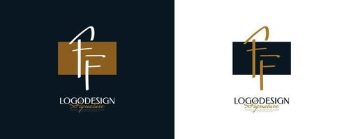 design de logotipo inicial f e f com estilo de caligrafia elegante e minimalista. ff logotipo ou símbolo de assinatura para casamento, moda, joias, boutique e identidade comercial vetor