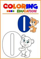 colorir número zero para a aprendizagem das crianças vetor