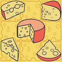 pedaços de queijo para brunch ou almoço. ilustração vetorial plana colorida vetor