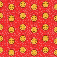 design de padrão sem costura com emojis de sorriso e outras decorações vetor
