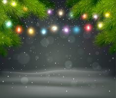 Fundo de Natal com árvore e luz vetor