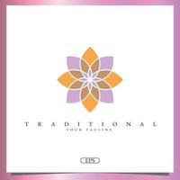 logotipo padrão floral colorido asiático tradicional modelo elegante premium vetor eps 10