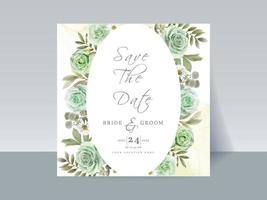 cartão de convite de casamento de rosas de vegetação desenhada à mão vetor
