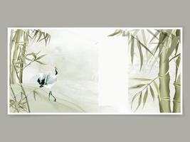 fundo pintado à mão estilo japonês com bambu vetor