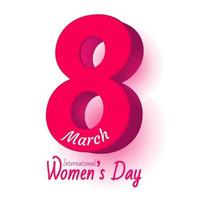 8 de março cartão de dia internacional da mulher. número em forma de oito grandes com ilustração vetorial de fundo de sombra