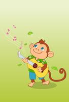 Macaco bonito, jogando desenhos animados de guitarra vetor