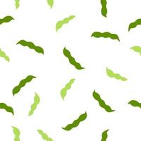 padrão infinito sem costura com vegetais de ervilhas de feijão verde em estilo de desenho animado desenhado à mão em fundo branco para têxteis, web design, embalagens vetor