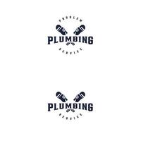 inspiração de design de logotipo de encanamento. problema de serviço de tubulação de água. estilo hipster ocidental retrô de emblema vintage vetor