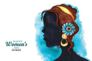 feliz celebração do dia das mulheres para fundo de cartão de jovem vetor