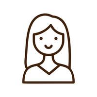 mulher ou menina sorridente. ícone de linha de símbolo. pictograma de gráficos de traçado para web design. conceito de símbolo de vetor de contorno de qualidade. premium mono linear belo logotipo conciso simples